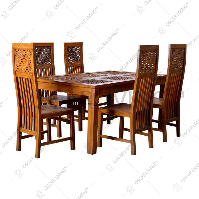 MEJA MAKAN Meja Makan dan Kursi Makan OLC 1000 Bunga OLIV OSCARLIVING