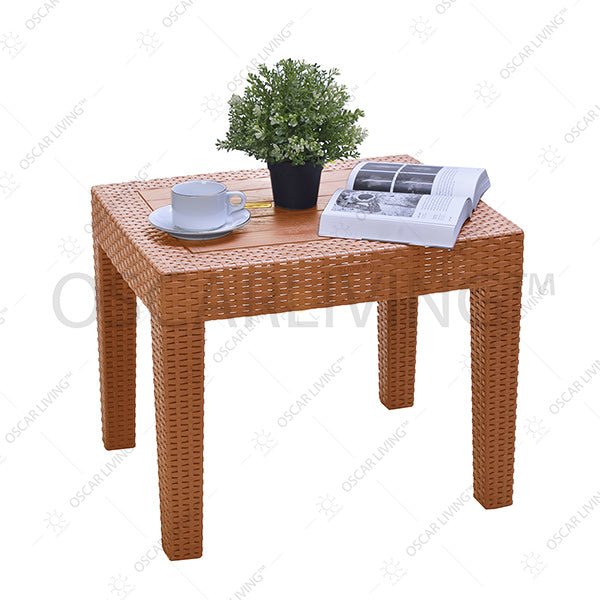 MEJA PLASTIK Meja Plastik Tabitha MRP Motif Rotan | Plastic Table MRP TABITHA OSCARLIVING