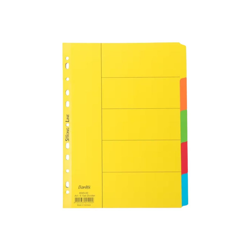 PEMBATAS DOKUMEN Bantex Cardboard Divider 6045 A4 5 Cut Colours | 1 Set BANTEX OSCARLIVING
