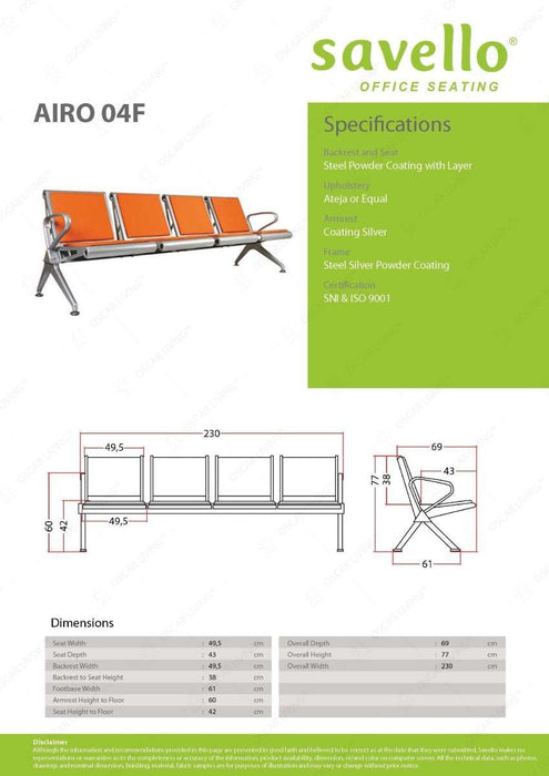 PUBLIC SEATING Kursi Tunggu Savello AIRO 04F SAVELLO OSCARLIVING