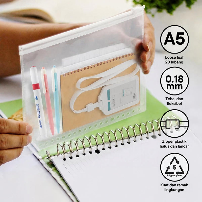 SHEET PROTECTOR Bantex Multiholes Zip Pocket 8072 A5 | 1 Pcs BANTEX OSCARLIVING