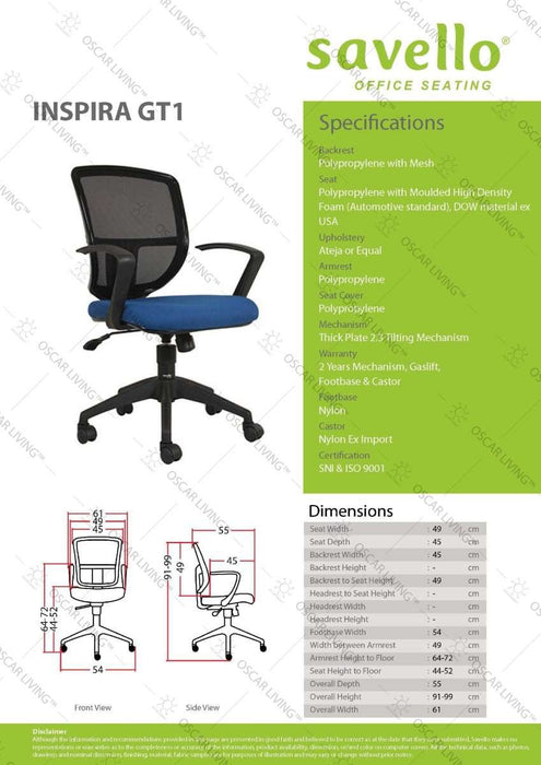 Kursi Staff Kursi Kantor Savello Inspira GT1 SAVELLO OSCARLIVING