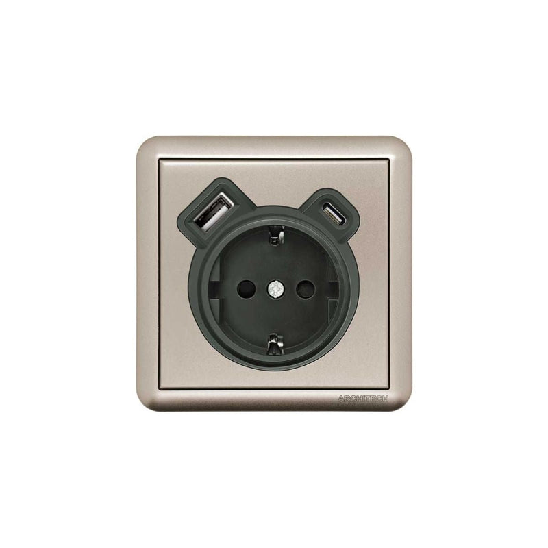 Stop Kontak Stop Kontak Dinding (Inbow) Architech Dynamic A23-C18U A+C Fast ARCHITECH OSCARLIVING