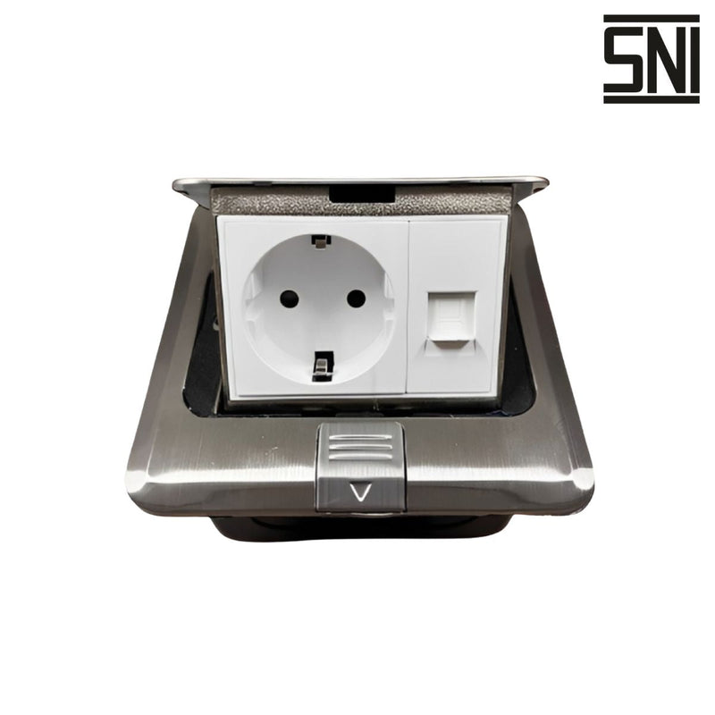 Stop Kontak Stop Kontak Tanam Lantai Hik Smart Floor Socket Computer + European Style Plug HIK SMART OSCARLIVING