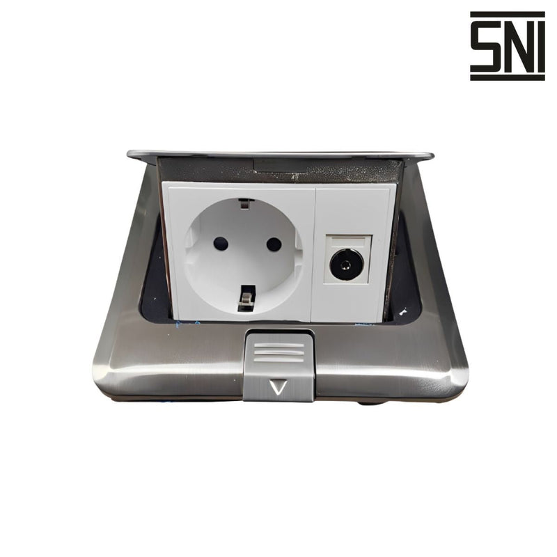 Stop Kontak Stop Kontak Tanam Lantai Hik Smart Floor Socket TV + European Style Plug HIK SMART OSCARLIVING