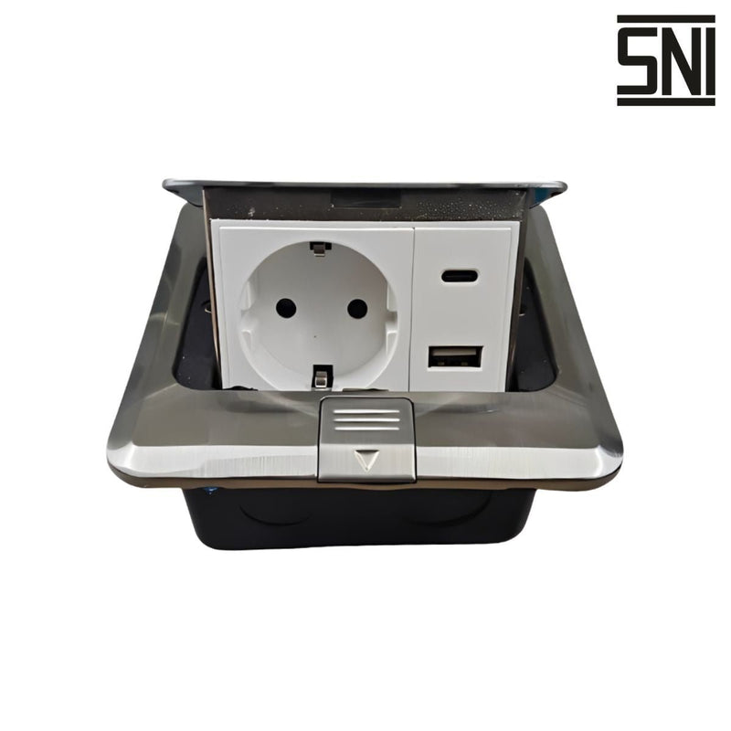 Stop Kontak Stop Kontak Tanam Lantai Hik Smart Floor Socket USB + Type C + European Style Plug HIK SMART OSCARLIVING