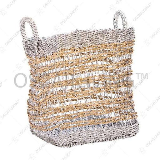 KERANJANG ANYAM Keranjang Anyam Kombinasi Dengan Pegangan OLIV OLIV OSCARLIVING