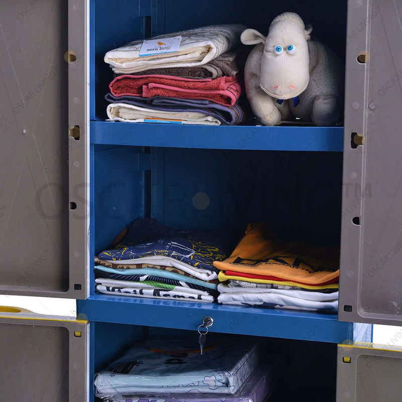 LEMARI PLASTIK - PLASTIC WARDROBE Lemari Plastik Sinbak Mini 4 Susun Motif | Plastic Wardrobe SINBAK OSCARLIVING