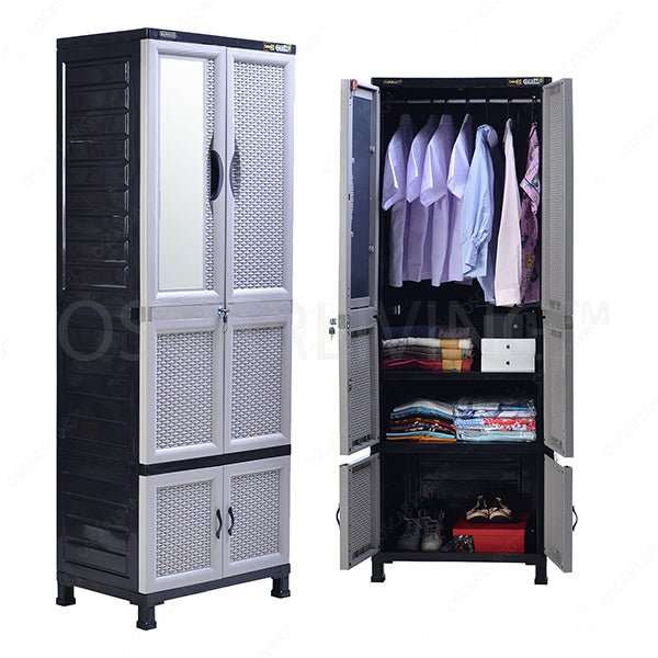 LEMARI PLASTIK - PLASTIC WARDROBE Lemari Plastik Napolly Cabro81 + Kaca | Plastic Wardrobe NAPOLLY OSCARLIVING