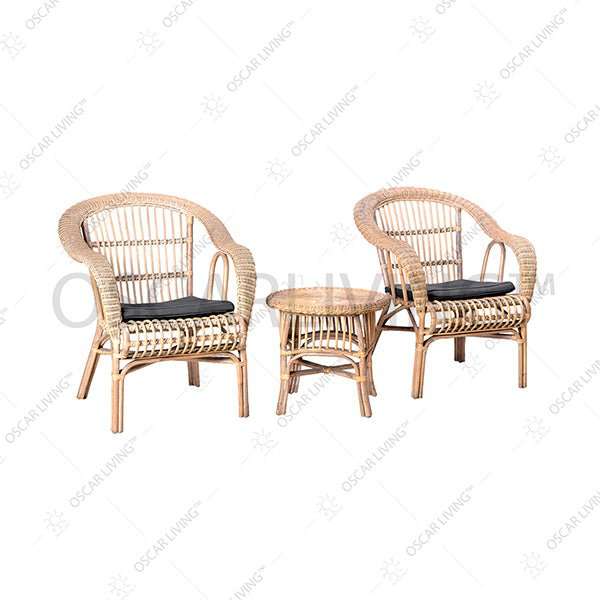 KURSI TERAS Kursi Dan Meja Teras Anyaman Rotan Barokah OLIV Mbale | Fullset 2 Kursi - 1 Meja OLIV OSCARLIVING
