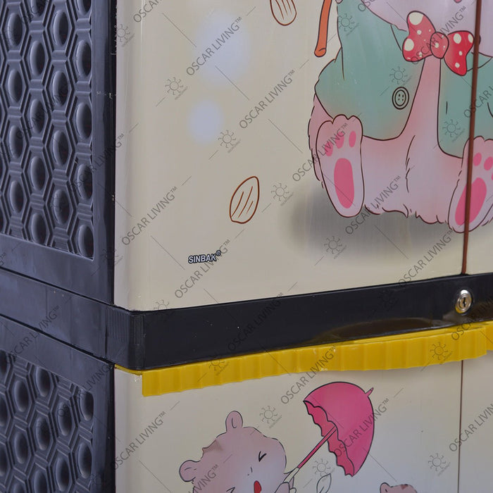 LEMARI PLASTIK - PLASTIC WARDROBE Lemari Plastik Sinbak Rak 4 Susun Motif Hamster | Plastic Wardrobe SINBAK OSCARLIVING