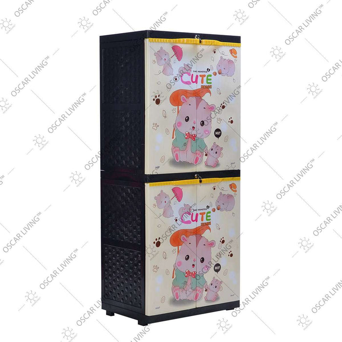 LEMARI PLASTIK - PLASTIC WARDROBE Lemari Plastik Sinbak Rak 4 Susun Motif Hamster | Plastic Wardrobe SINBAK OSCARLIVING