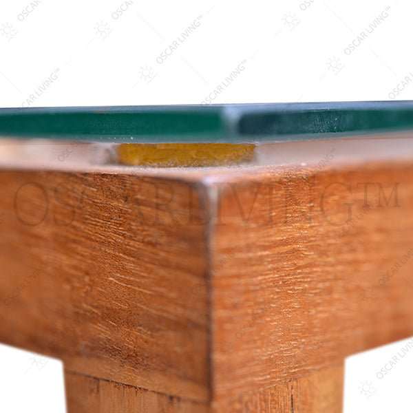 Meja Serbaguna Meja Sudut Kayu Jati Natural OLIV Hasibuan Zigzag OLIV OSCARLIVING