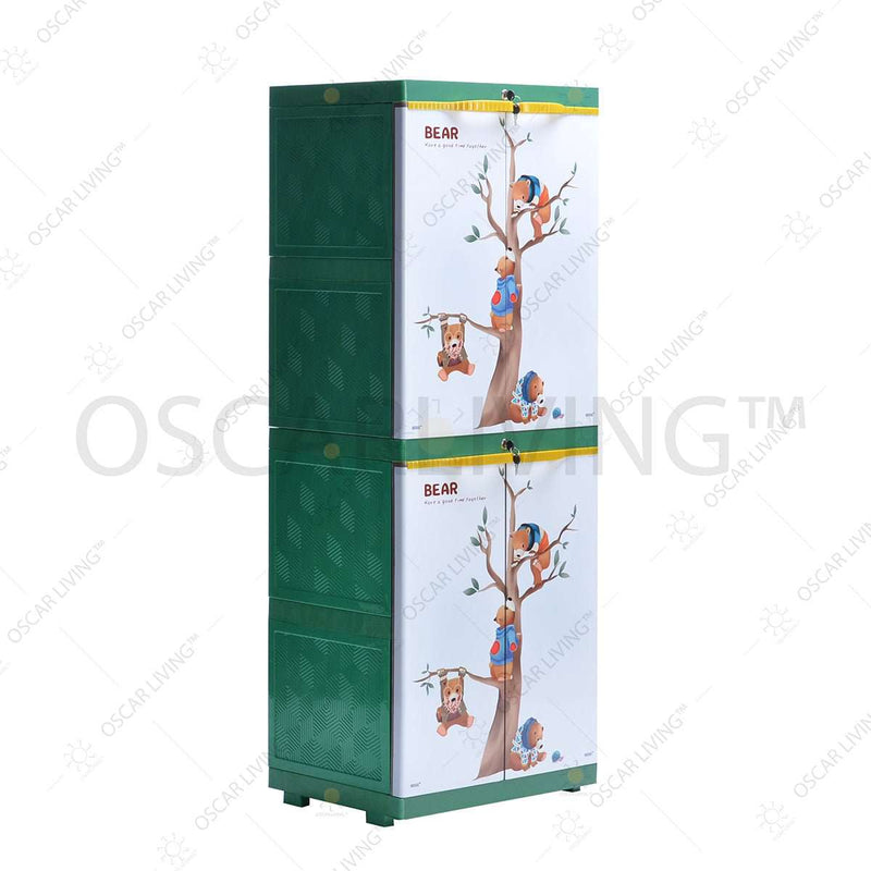 LEMARI PLASTIK - PLASTIC WARDROBE Lemari Plastik Sinbak Mini 4 Susun Motif | Plastic Wardrobe SINBAK OSCARLIVING
