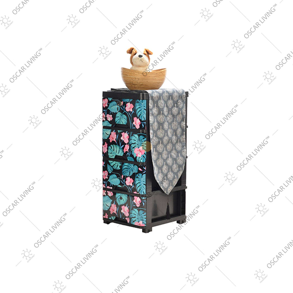 LEMARI PLASTIK - PLASTIC WARDROBE Lemari Plastik Laci Miami Milaci Motif Leaf MIAMI OSCARLIVING