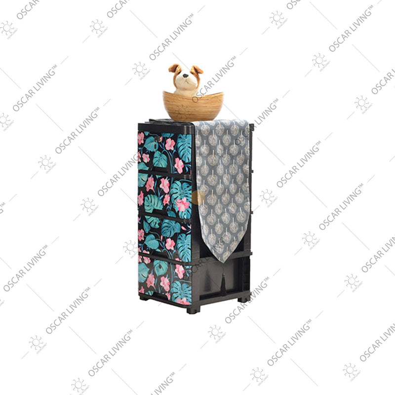 LEMARI PLASTIK - PLASTIC WARDROBE Lemari Plastik Laci Miami Milaci Motif Leaf MIAMI OSCARLIVING