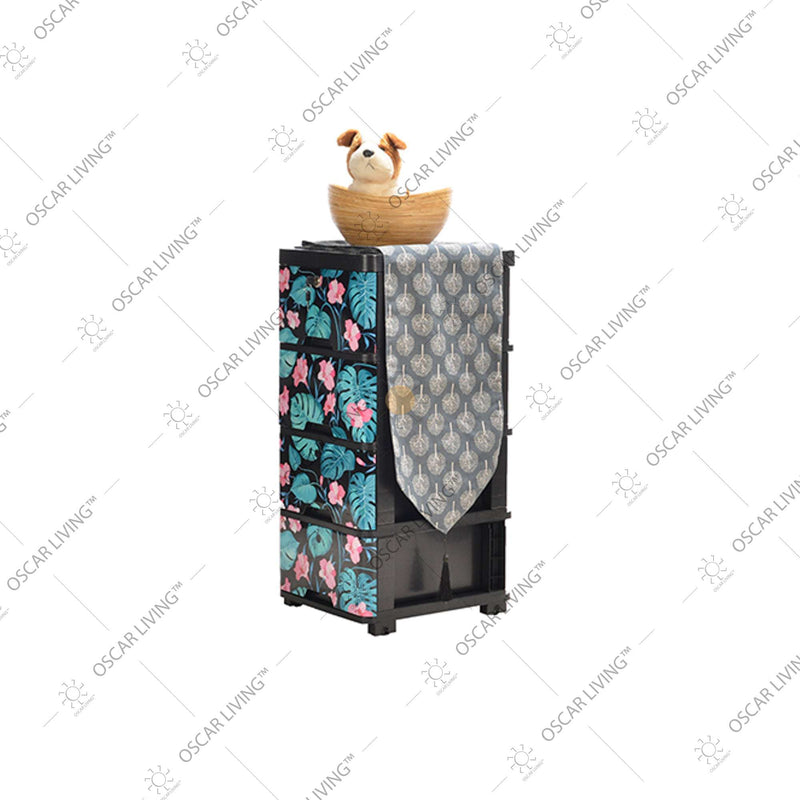LEMARI PLASTIK - PLASTIC WARDROBE Lemari Plastik Laci Miami Milaci Motif Leaf MIAMI OSCARLIVING