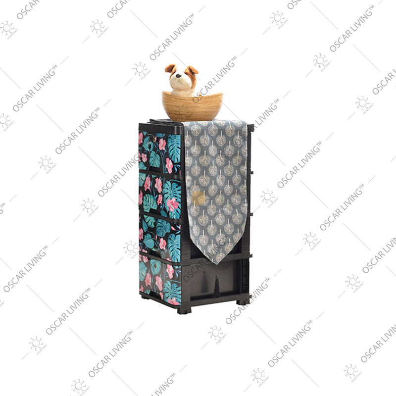 LEMARI PLASTIK - PLASTIC WARDROBE Lemari Plastik Laci Miami Milaci Motif Leaf MIAMI OSCARLIVING