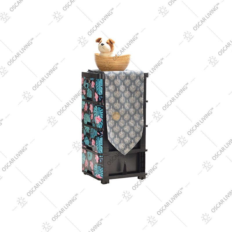 LEMARI PLASTIK - PLASTIC WARDROBE Lemari Plastik Laci Miami Milaci Motif Leaf MIAMI OSCARLIVING
