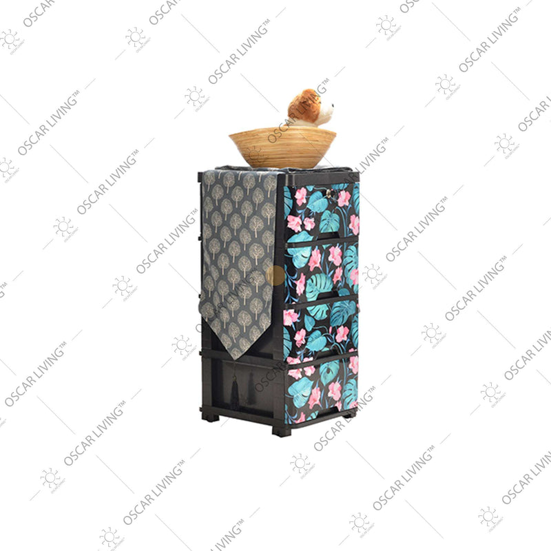 LEMARI PLASTIK - PLASTIC WARDROBE Lemari Plastik Laci Miami Milaci Motif Leaf MIAMI OSCARLIVING