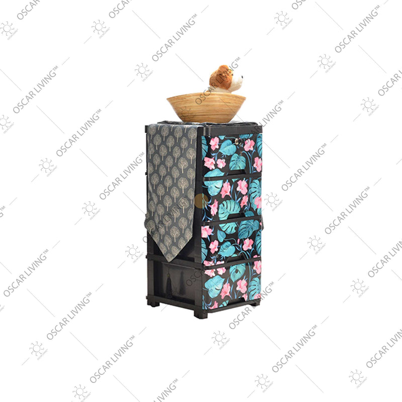 LEMARI PLASTIK - PLASTIC WARDROBE Lemari Plastik Laci Miami Milaci Motif Leaf MIAMI OSCARLIVING