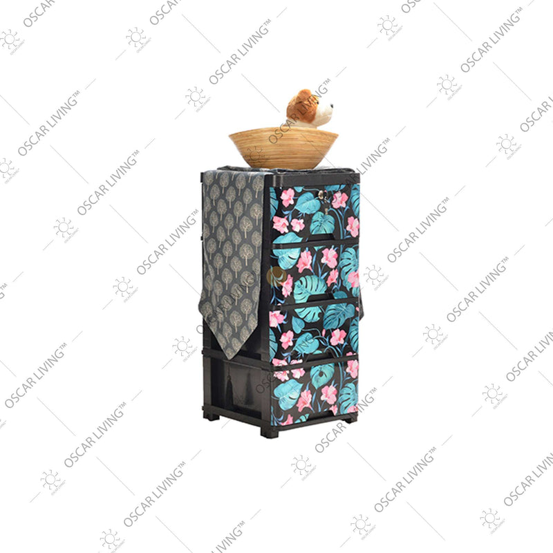 LEMARI PLASTIK - PLASTIC WARDROBE Lemari Plastik Laci Miami Milaci Motif Leaf MIAMI OSCARLIVING