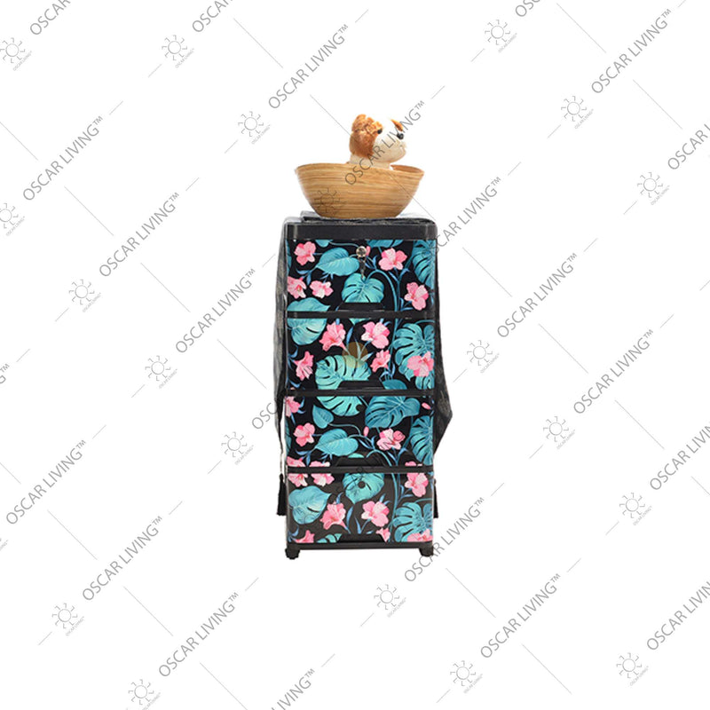 LEMARI PLASTIK - PLASTIC WARDROBE Lemari Plastik Laci Miami Milaci Motif Leaf MIAMI OSCARLIVING