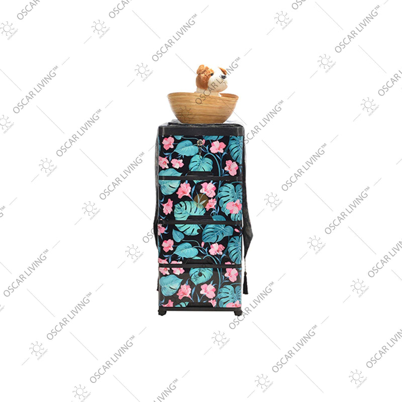LEMARI PLASTIK - PLASTIC WARDROBE Lemari Plastik Laci Miami Milaci Motif Leaf MIAMI OSCARLIVING