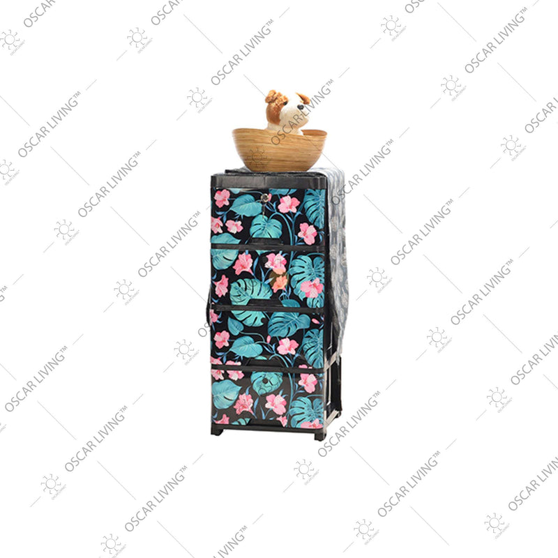 LEMARI PLASTIK - PLASTIC WARDROBE Lemari Plastik Laci Miami Milaci Motif Leaf MIAMI OSCARLIVING