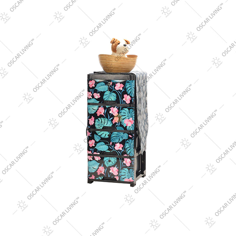 LEMARI PLASTIK - PLASTIC WARDROBE Lemari Plastik Laci Miami Milaci Motif Leaf MIAMI OSCARLIVING