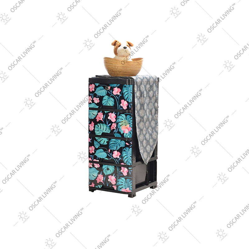 LEMARI PLASTIK - PLASTIC WARDROBE Lemari Plastik Laci Miami Milaci Motif Leaf MIAMI OSCARLIVING