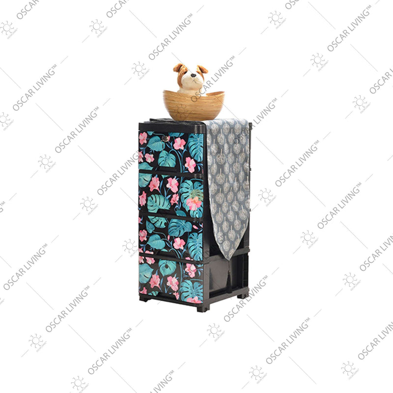 LEMARI PLASTIK - PLASTIC WARDROBE Lemari Plastik Laci Miami Milaci Motif Leaf MIAMI OSCARLIVING