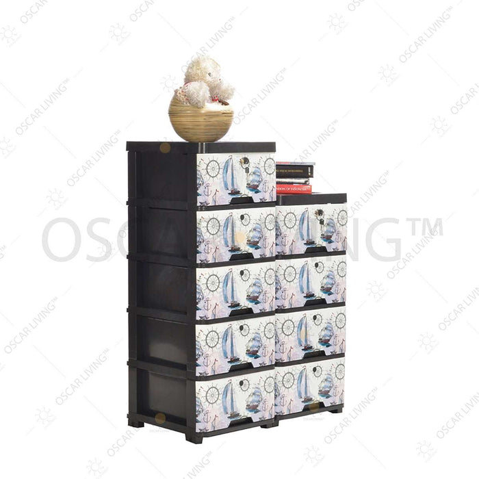 LEMARI PLASTIK - PLASTIC WARDROBE Lemari Plastik Miami Laci Milaci Motif Pirates | Plastic Drawer MIAMI OSCARLIVING