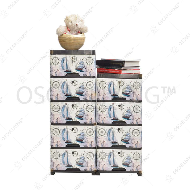 LEMARI PLASTIK - PLASTIC WARDROBE Lemari Plastik Miami Laci Milaci Motif Pirates | Plastic Drawer MIAMI OSCARLIVING