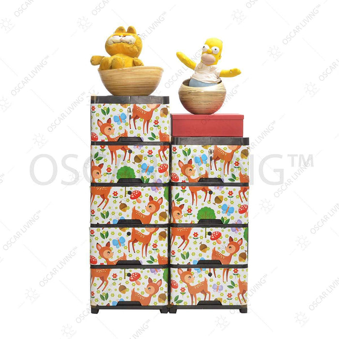 LEMARI PLASTIK - PLASTIC WARDROBE Lemari Plastik Miami Laci Milaci Motif Deer | Plastic Drawer MIAMI OSCARLIVING