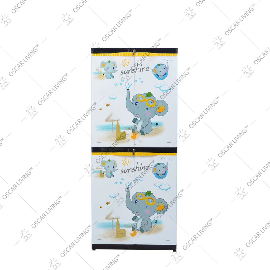 LEMARI PLASTIK - PLASTIC WARDROBE Lemari Plastik Sinbak Rak 4 Susun Motif Gajah | Plastic Wardrobe SINBAK OSCARLIVING