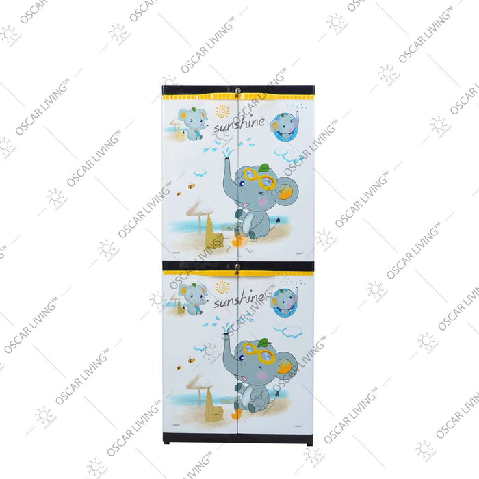 LEMARI PLASTIK - PLASTIC WARDROBE Lemari Plastik Sinbak Rak 4 Susun Motif Gajah | Plastic Wardrobe SINBAK OSCARLIVING