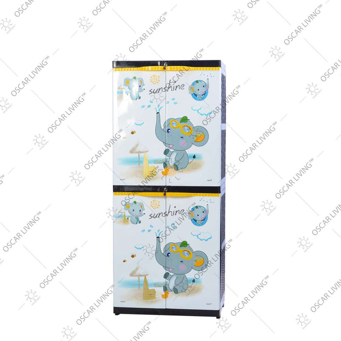 LEMARI PLASTIK - PLASTIC WARDROBE Lemari Plastik Sinbak Rak 4 Susun Motif Gajah | Plastic Wardrobe SINBAK OSCARLIVING