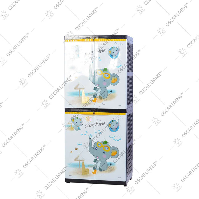 LEMARI PLASTIK - PLASTIC WARDROBE Lemari Plastik Sinbak Rak 4 Susun Motif Gajah | Plastic Wardrobe SINBAK OSCARLIVING