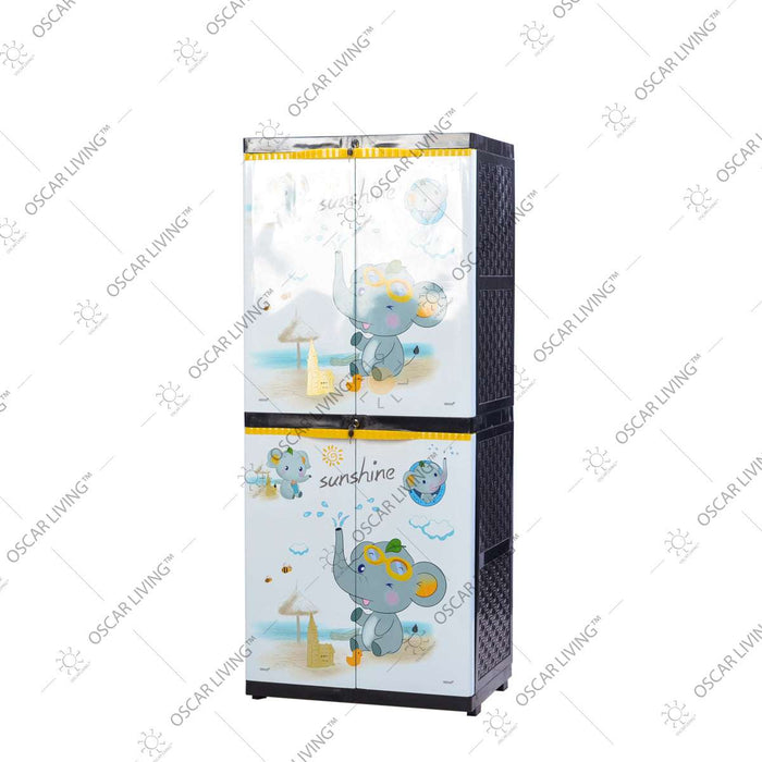 LEMARI PLASTIK - PLASTIC WARDROBE Lemari Plastik Sinbak Rak 4 Susun Motif Gajah | Plastic Wardrobe SINBAK OSCARLIVING