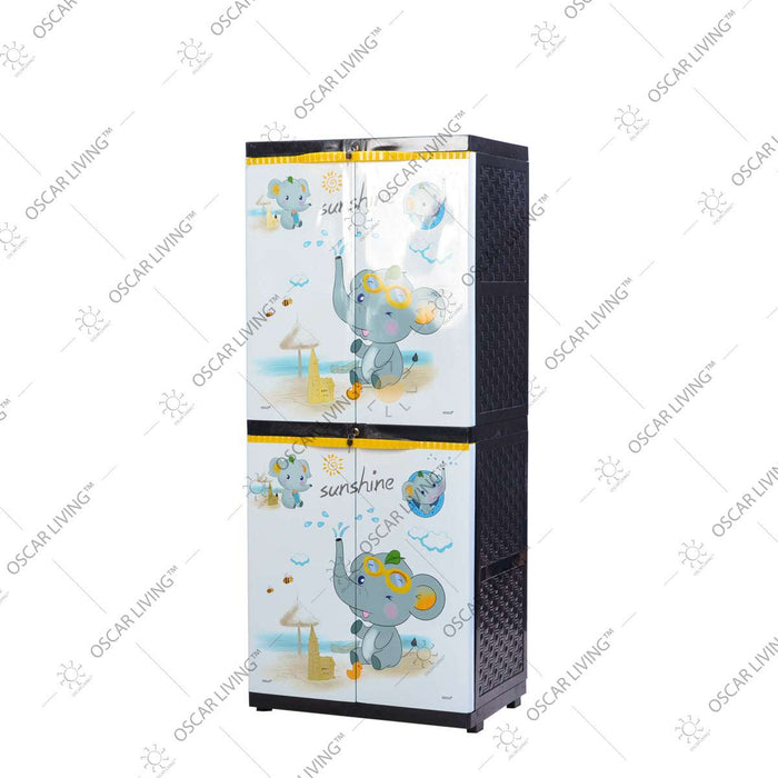 LEMARI PLASTIK - PLASTIC WARDROBE Lemari Plastik Sinbak Rak 4 Susun Motif Gajah | Plastic Wardrobe SINBAK OSCARLIVING
