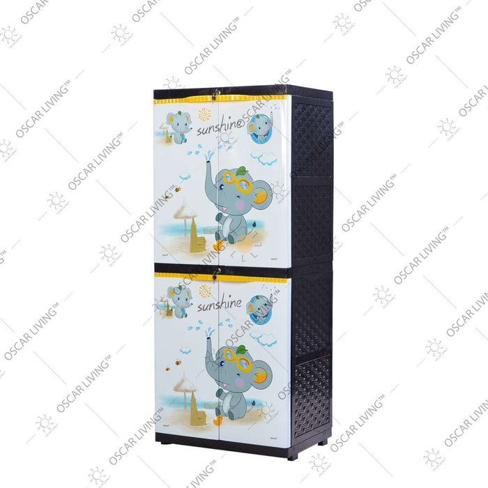 LEMARI PLASTIK - PLASTIC WARDROBE Lemari Plastik Sinbak Rak 4 Susun Motif Gajah | Plastic Wardrobe SINBAK OSCARLIVING