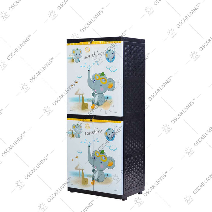 LEMARI PLASTIK - PLASTIC WARDROBE Lemari Plastik Sinbak Rak 4 Susun Motif Gajah | Plastic Wardrobe SINBAK OSCARLIVING