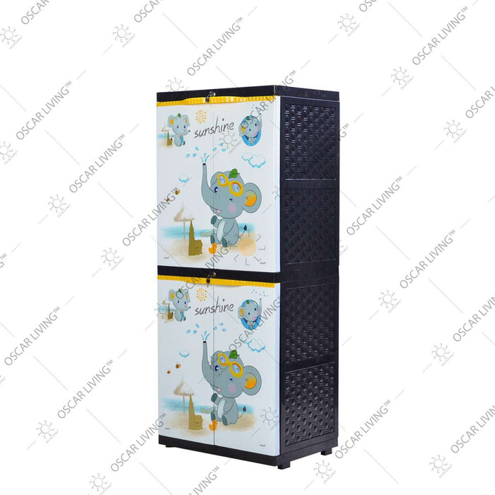 LEMARI PLASTIK - PLASTIC WARDROBE Lemari Plastik Sinbak Rak 4 Susun Motif Gajah | Plastic Wardrobe SINBAK OSCARLIVING