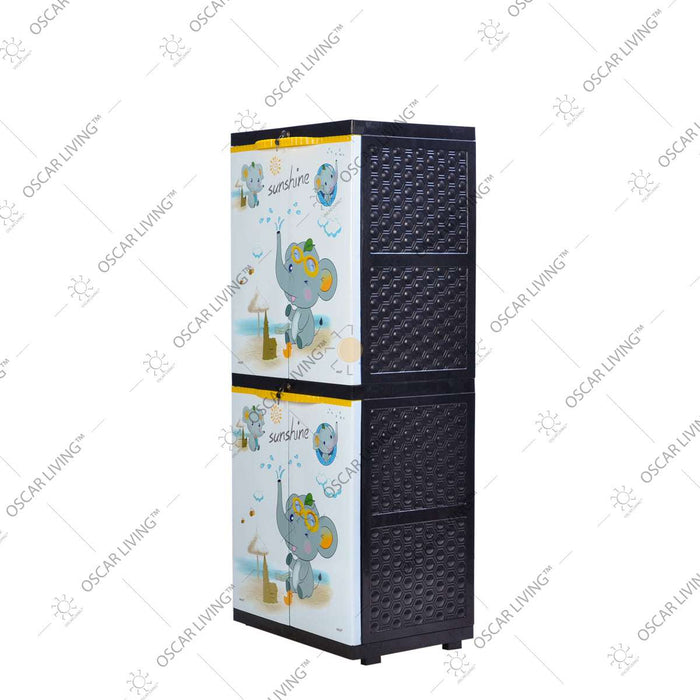 LEMARI PLASTIK - PLASTIC WARDROBE Lemari Plastik Sinbak Rak 4 Susun Motif Gajah | Plastic Wardrobe SINBAK OSCARLIVING