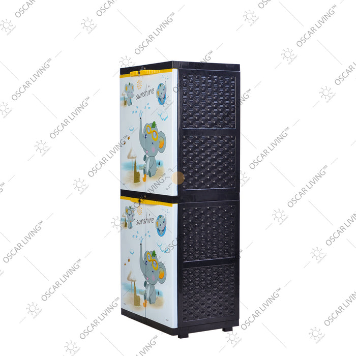 LEMARI PLASTIK - PLASTIC WARDROBE Lemari Plastik Sinbak Rak 4 Susun Motif Gajah | Plastic Wardrobe SINBAK OSCARLIVING