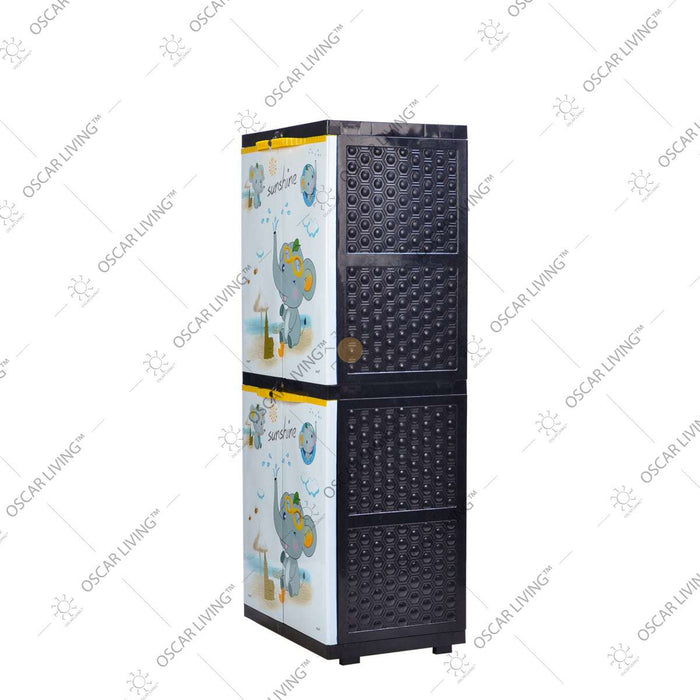 LEMARI PLASTIK - PLASTIC WARDROBE Lemari Plastik Sinbak Rak 4 Susun Motif Gajah | Plastic Wardrobe SINBAK OSCARLIVING