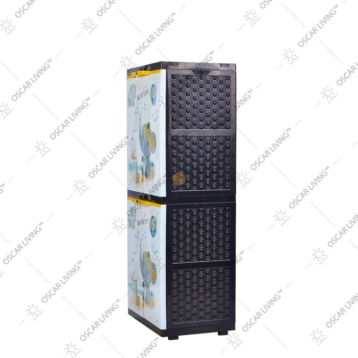 LEMARI PLASTIK - PLASTIC WARDROBE Lemari Plastik Sinbak Rak 4 Susun Motif Gajah | Plastic Wardrobe SINBAK OSCARLIVING