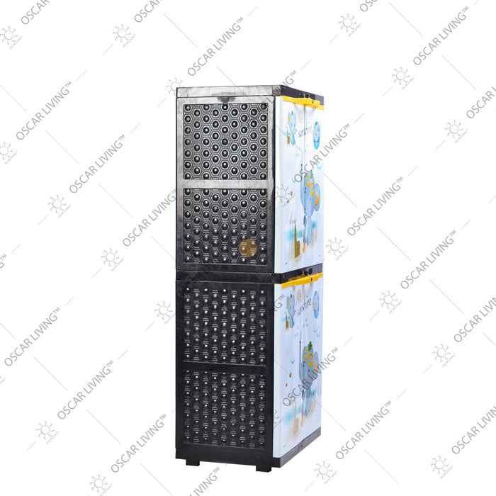 LEMARI PLASTIK - PLASTIC WARDROBE Lemari Plastik Sinbak Rak 4 Susun Motif Gajah | Plastic Wardrobe SINBAK OSCARLIVING
