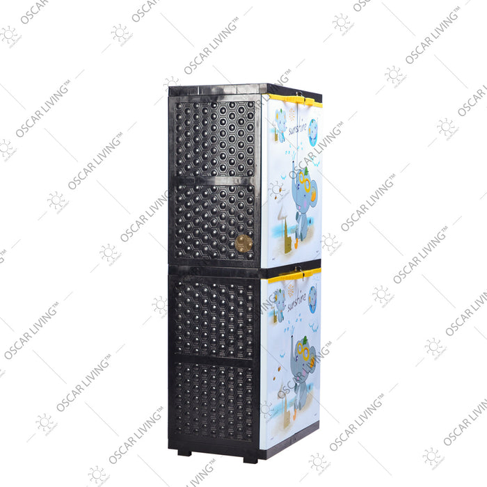 LEMARI PLASTIK - PLASTIC WARDROBE Lemari Plastik Sinbak Rak 4 Susun Motif Gajah | Plastic Wardrobe SINBAK OSCARLIVING